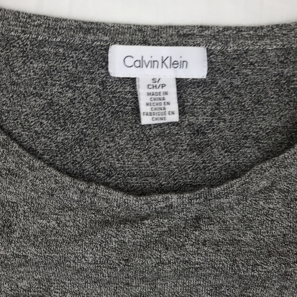 Calvin Klein Sweater Womens Small Asymmetric Tunic Color Block Black Gray - Picture 5 of 10